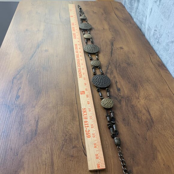 Vintage Bronze-Tone African-Inspired Belt Chain With Textured Discs adjustable - Picture 7 of 8